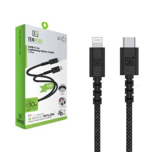 TENPLUS-كيبل شحن USB-C إلى ايفون مقاوم للقطع بطول...