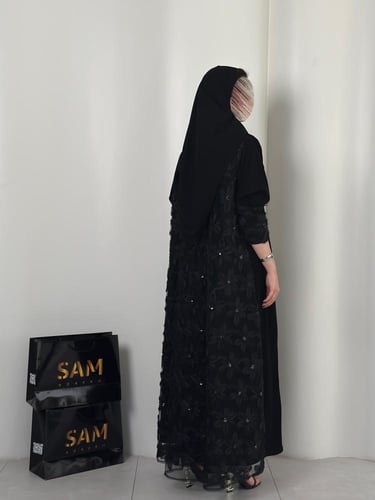 #247 — عباية كريب ملكي وشيفون ⟡⟡