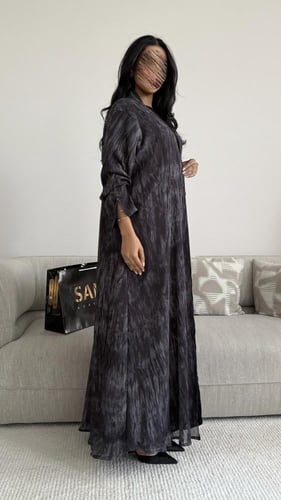 عبايه شيفون رمادي مكسر #226