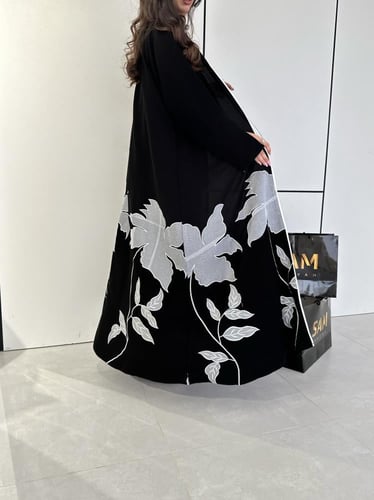 عباية بتشجير ورد ابيض #195