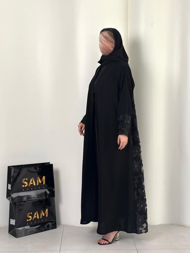 #247 — عباية كريب ملكي وشيفون ⟡⟡