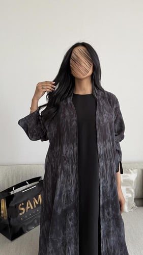 عبايه شيفون رمادي مكسر #226