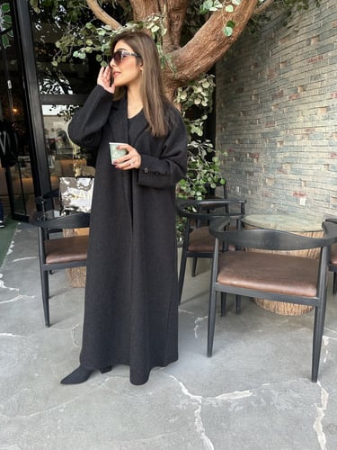 عبايه بتصميم جاكيت اسود #148