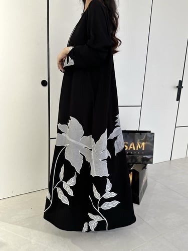 عباية بتشجير ورد ابيض #195