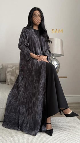 عبايه شيفون رمادي مكسر #226