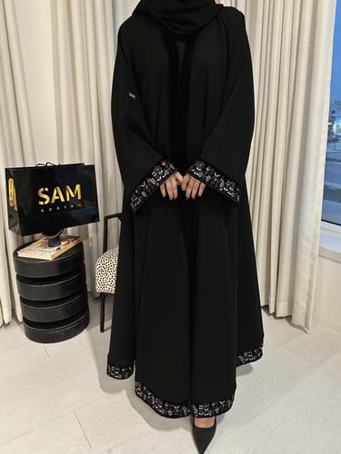 عبايه دبل كلوش كم مخمل مشجر #215