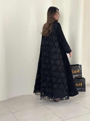 #247 — عباية كريب ملكي وشيفون ⟡⟡