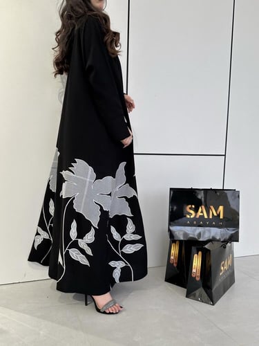 عباية بتشجير ورد ابيض #195