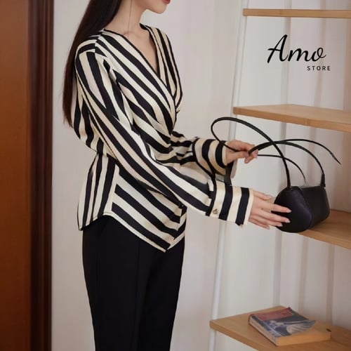 بلوزة لف على الخصر على درابي بالصدر أنيقة بقماش مق...