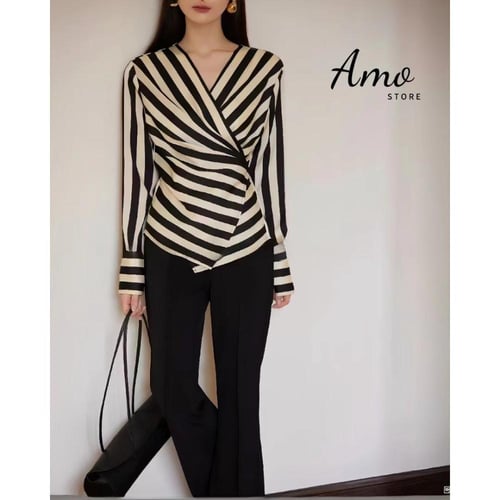 بلوزة لف على الخصر على درابي بالصدر أنيقة بقماش مق...