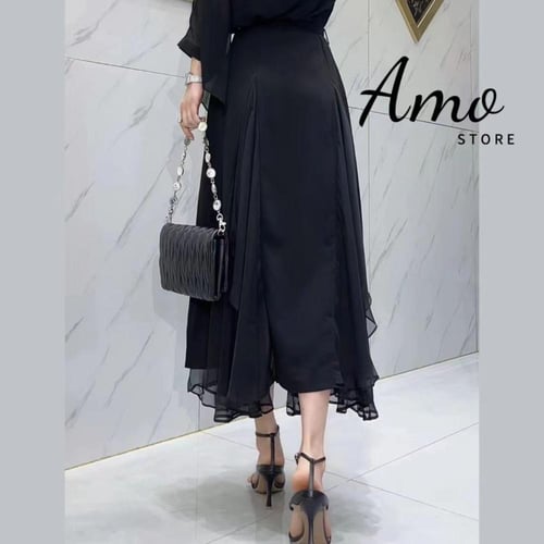 تنورة ميدي خامه الكريب الناعم و الأورجانزا على قصة...