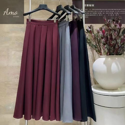 تنورة طويلة ماكسي قصة كوين كشخة لون رمادي فخم MASK...