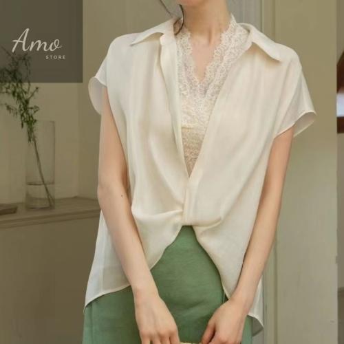 بلوزة ناعمة مع بدي دانتيل خامة ناعمة بدرابي لف MAB...