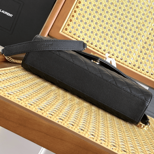 حقيبة بافر توي من سان لوران لون أسود حجم وسط