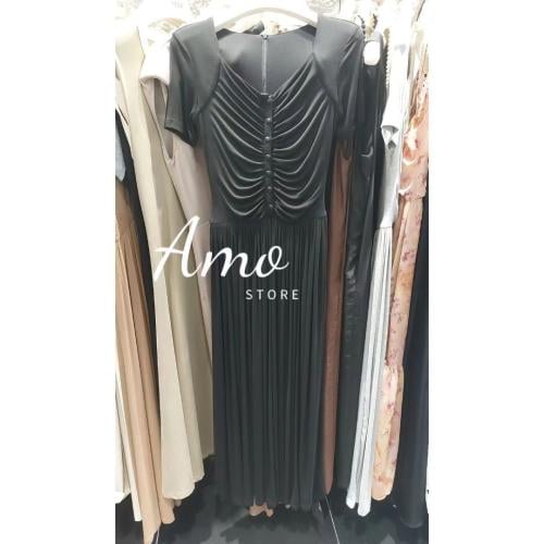 فستان طويل نص كم فتحته الرقبة بشكل القلب MADR81608