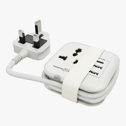 مقبس كهربائي عالمي 2500 واط مع USB-C ومنفذين USB-A...