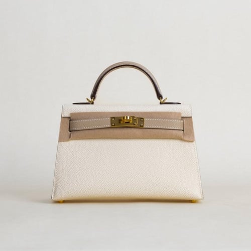 . Kelly mini 19cm Chevre leather, l2 Nata/89 Noir