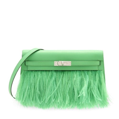Kelly elan feathers 22cm chevre leather .