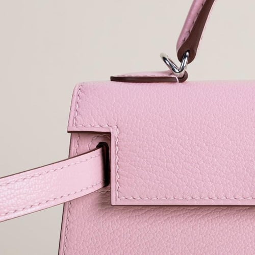 Kelly mini 19cm Chevre leather, 3Q Rose sakura .