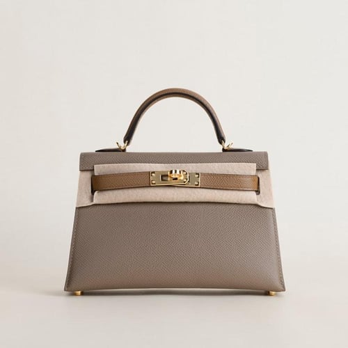 . Kelly mini 19cm Chevre leather, l2 Nata/89 Noir