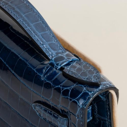 Kelly pochette Shiny Porosus Crocodile leather, 08...