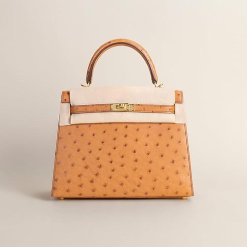 . Kelly 25cm ostrich leather