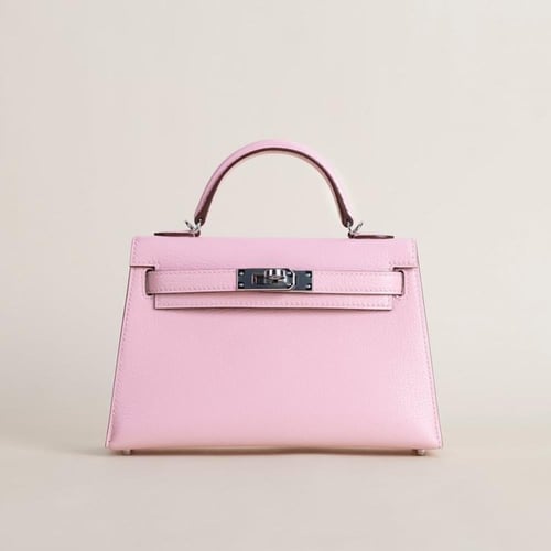 Kelly mini 19cm Chevre leather, 3Q Rose sakura .