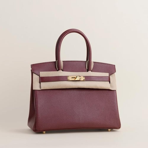Birkin 30cm Chevre leather, 55 Rouge H GHW .