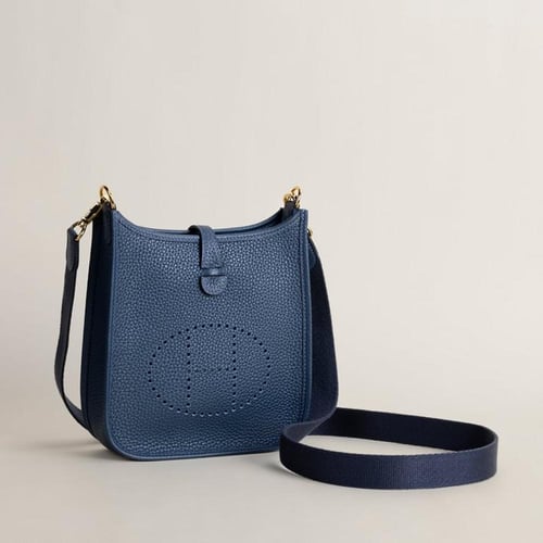 Evelyne mini 18cm Clemence leather, 7P Blue Press...