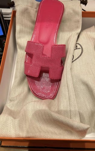 Hermes Oran sandal lizard leather .