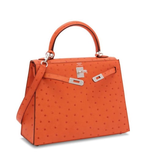 . Kelly 25cm ostrich leather