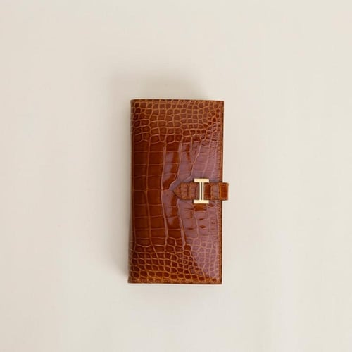 Bearn Shiny Alligator crocodile leather, 33 Miel G...