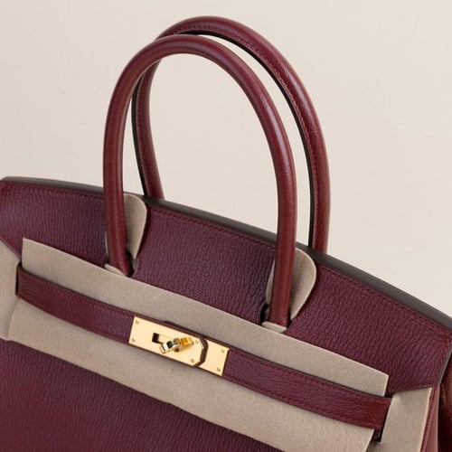 Birkin 30cm Chevre leather, 55 Rouge H GHW .