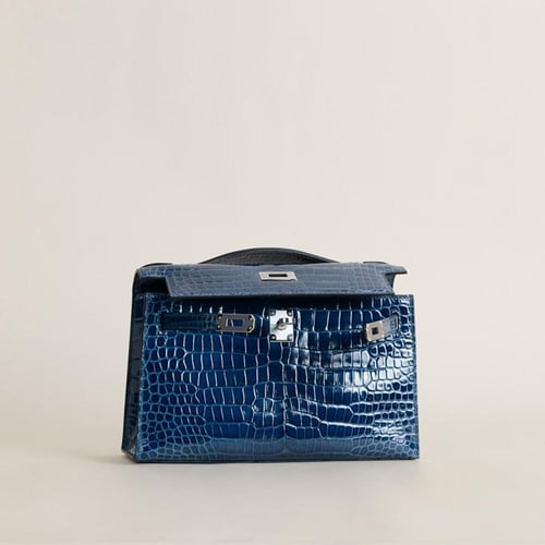 Kelly pochette Shiny Porosus Crocodile leather, 08...