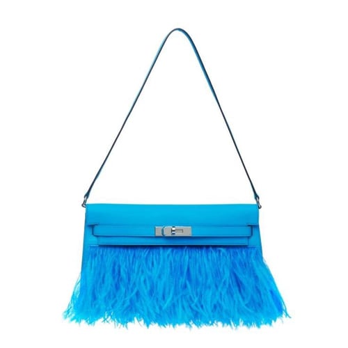 Kelly elan feathers 22cm chevre leather .