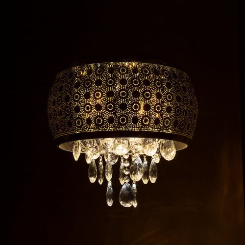 ثريا علاقي دائرية كلاسيك بلون ذهبي مزخرف