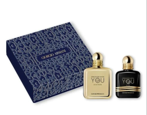 Giorgio Armani Stronger With You Leather gold men's set or deodorant 100 ml + oud 50 ml