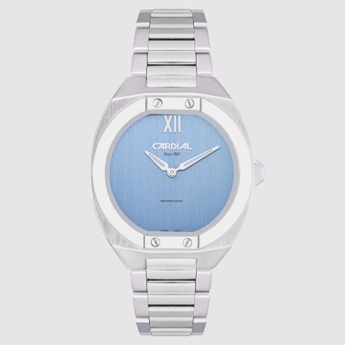 ساعة رجالية كارديال 244106 فضي مينا سماوي