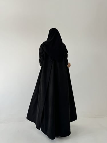 عباية شامواه مع ياقة قصة ربع كلوش