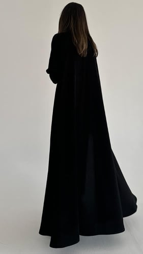 عبايه كريب ملكي سواد فاحم قصة نص كلوش