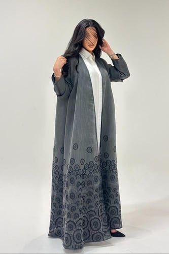 عباية لنن هندي رسمة ورد توفيس