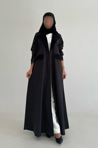 عبايات مقلمة كريب قصة ربع كلوش