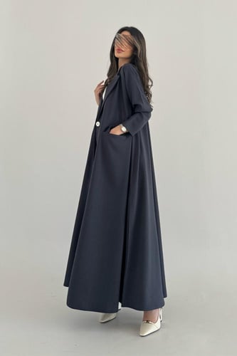 عباية بليزر كريب صيفي مع جيوب