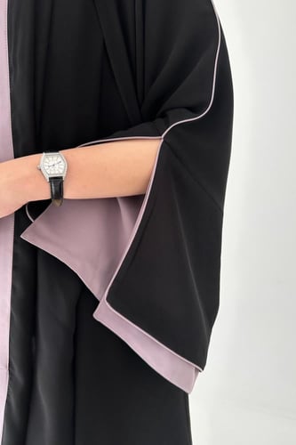 عباية كلوش اسود كريب اكمام مفتوحة