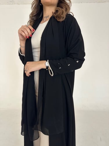 عباية كريب ملكي اسود فاحم