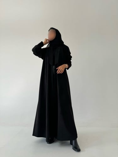 عباية شامواه مع ياقة قصة ربع كلوش