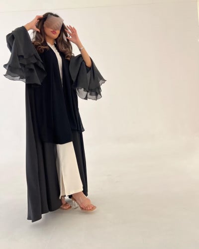 عباية كريب كلوش أكمام اورقنزا