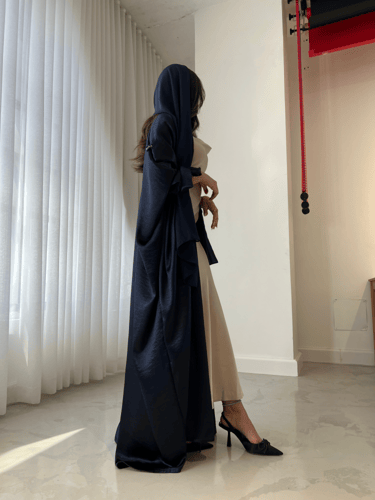 عباية كريب لمعة أكمام ربطة