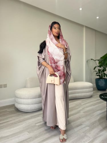 حرير صيني لحمي بطرحة اوبل هندي - فراشة