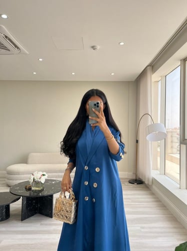 بليزر أزرق جنزي - نص كلوش - كريب باربي